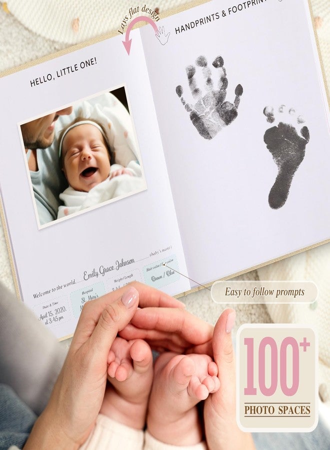 Lanpn Baby Memory Book for Boy Girl - The Story of You, Newborn Babys Book Keepsake Photo Album for New Parents, Linen Cover Baby First 5 Year Milestone Scrapbook Journal (Pink, 154 Pages) - Image 4
